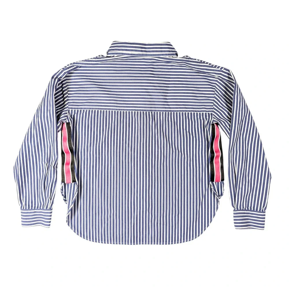 Reiss Danica Striped Cotton Shirt Blue Kids Button Down High Low Size 9-10Y